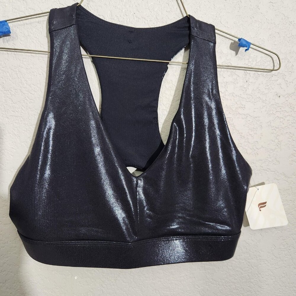 Fabletics Sports Bra Womens Medium Black On-the-Go Mid Medium Impact Racerback